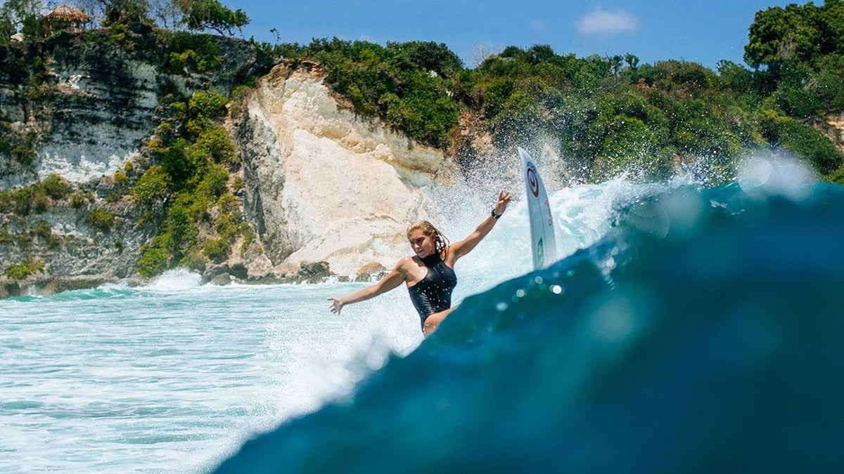Leilani surfing in Bali
