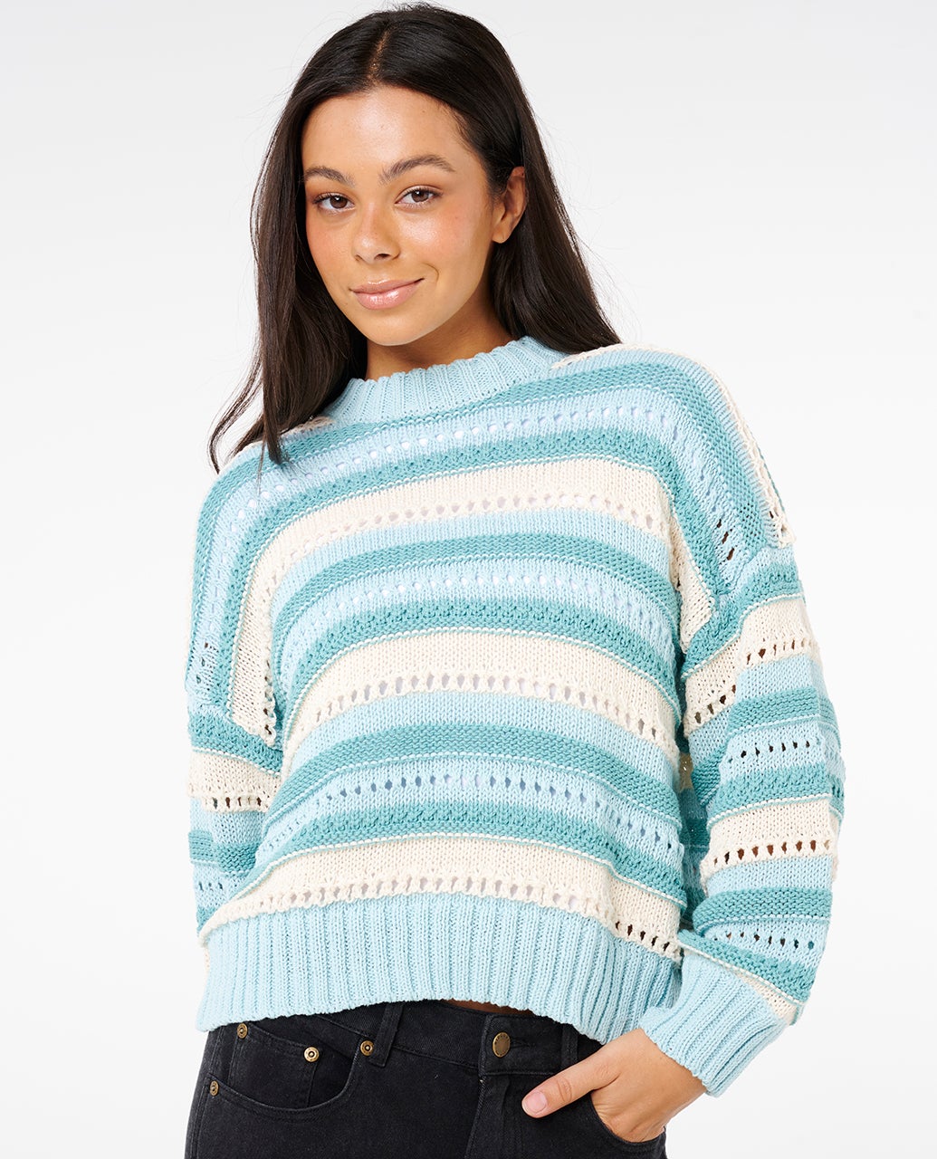 NON TOKYO ♡PRINT RIB FLARE SLEEVE♡ Neon Isles Cotton Stripe Knit – Rip Curl