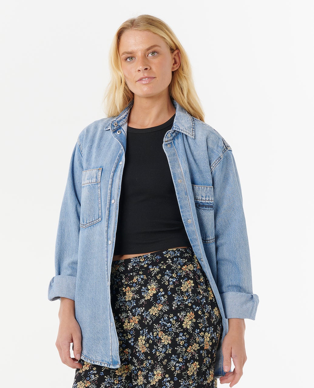 20日限定値下げ　denim power shoulder shirt ZARA NEW WOMAN Z1975 DENIM SHIRT BLUE XS-XL 4083/228 | eBay