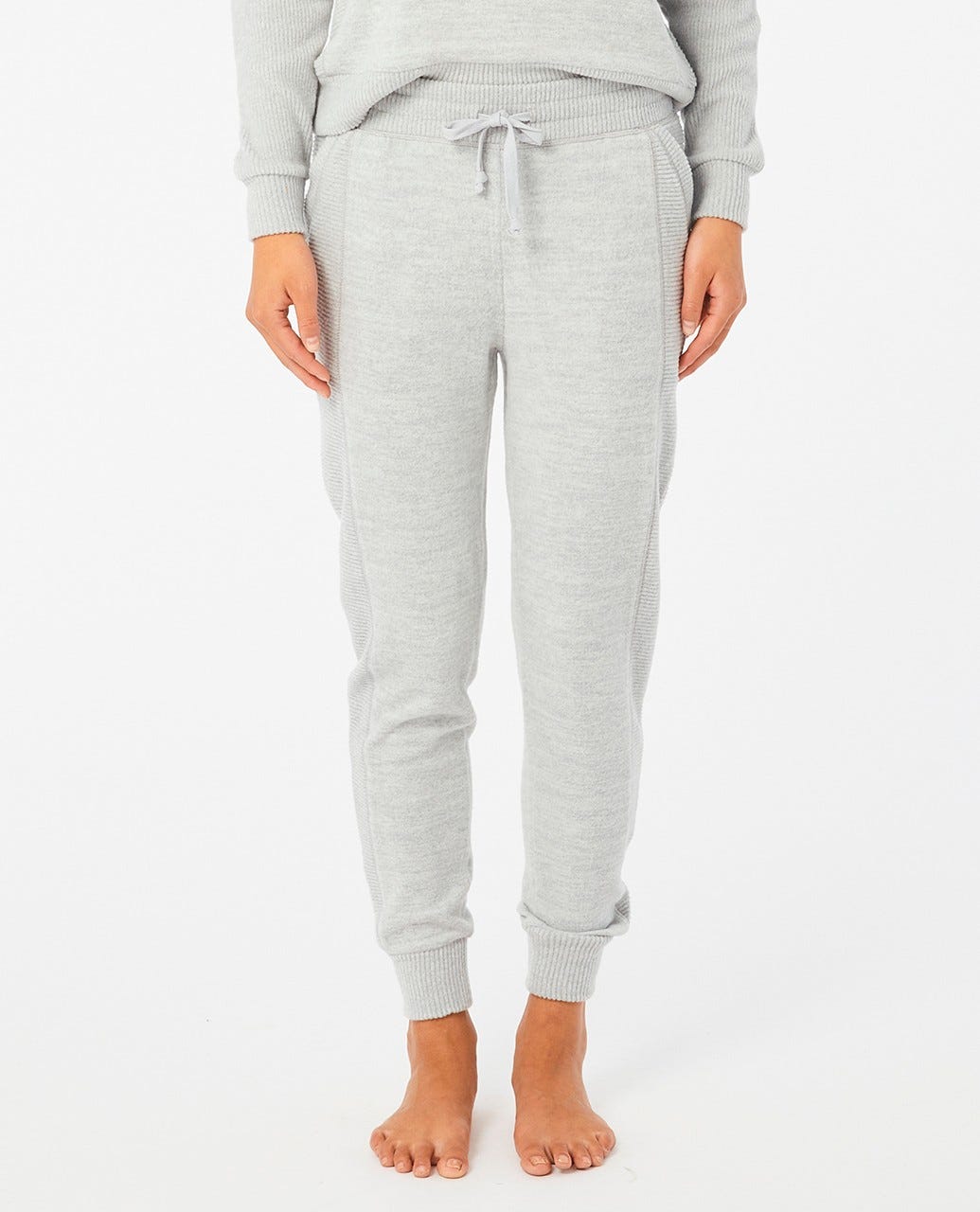 Pantalon de jogging gris en polaire à revers et empiècements