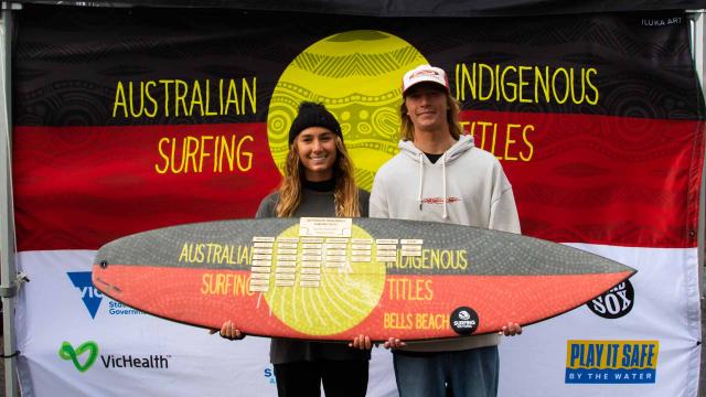 Landen Smales and Summer Simon win the 2023 Australian Indigenous Surfing Titles presented by Rip Curl on Wadawurrung Country