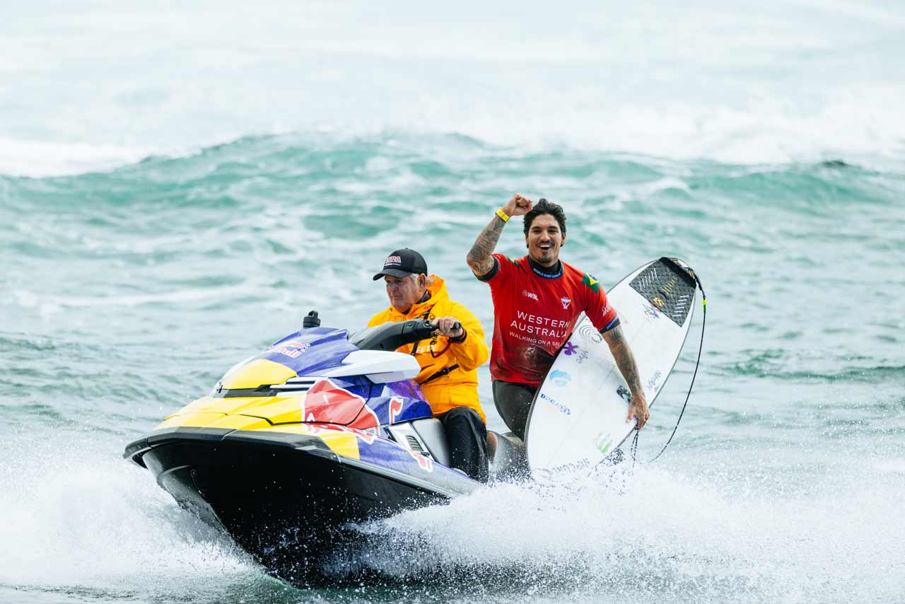 Gabriel Medina on the back of a JetSki