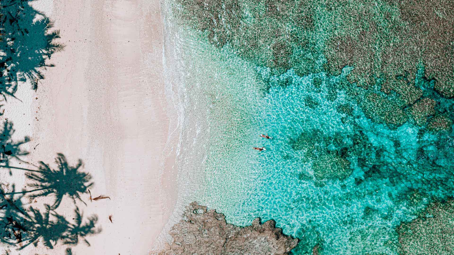 An aerial image of a beach in Indonesia