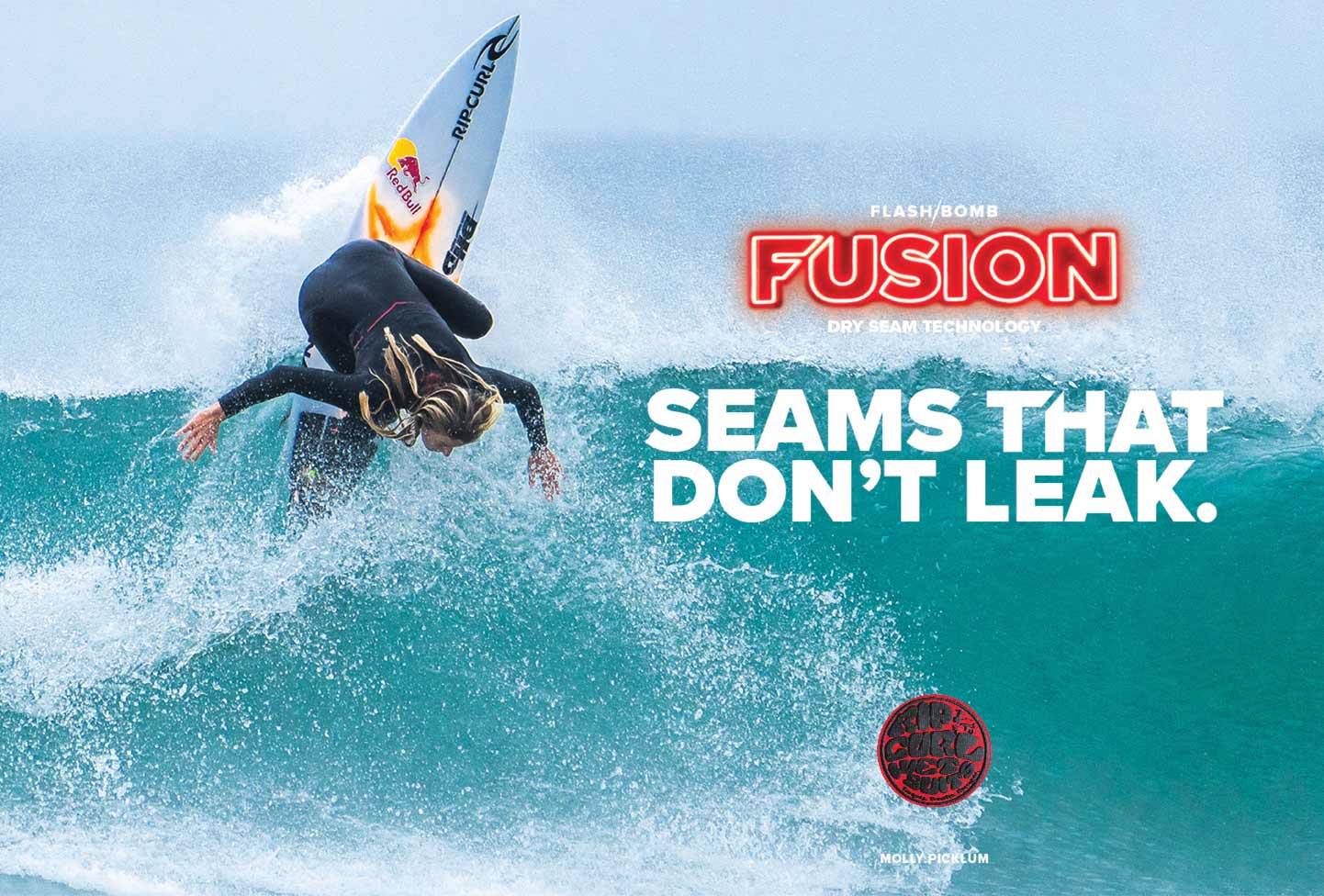 Molly Picklum surfing in the Flashbomb Fusion Wetsuit