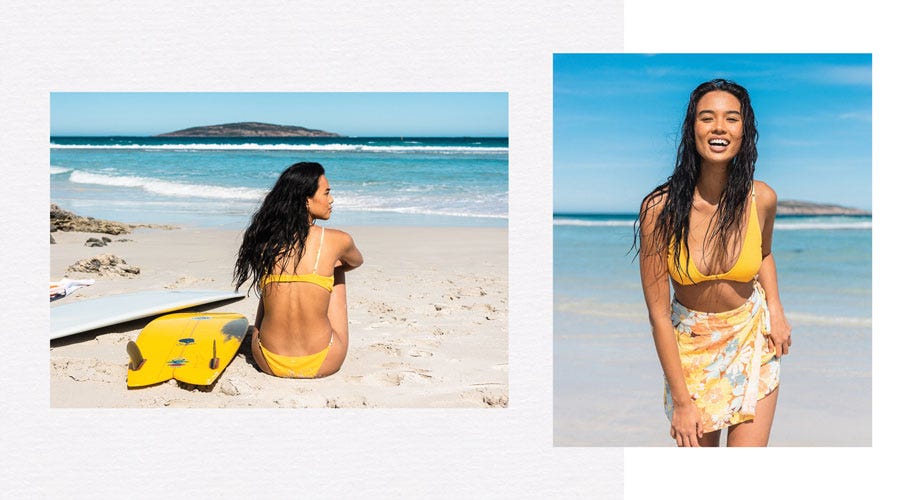 Crystal Ngo wearing the Sun Club Texture Bralette Bikini Top