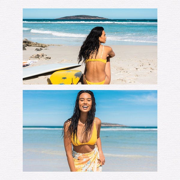 Crystal Ngo wearing the Sun Club Texture Bralette Bikini Top