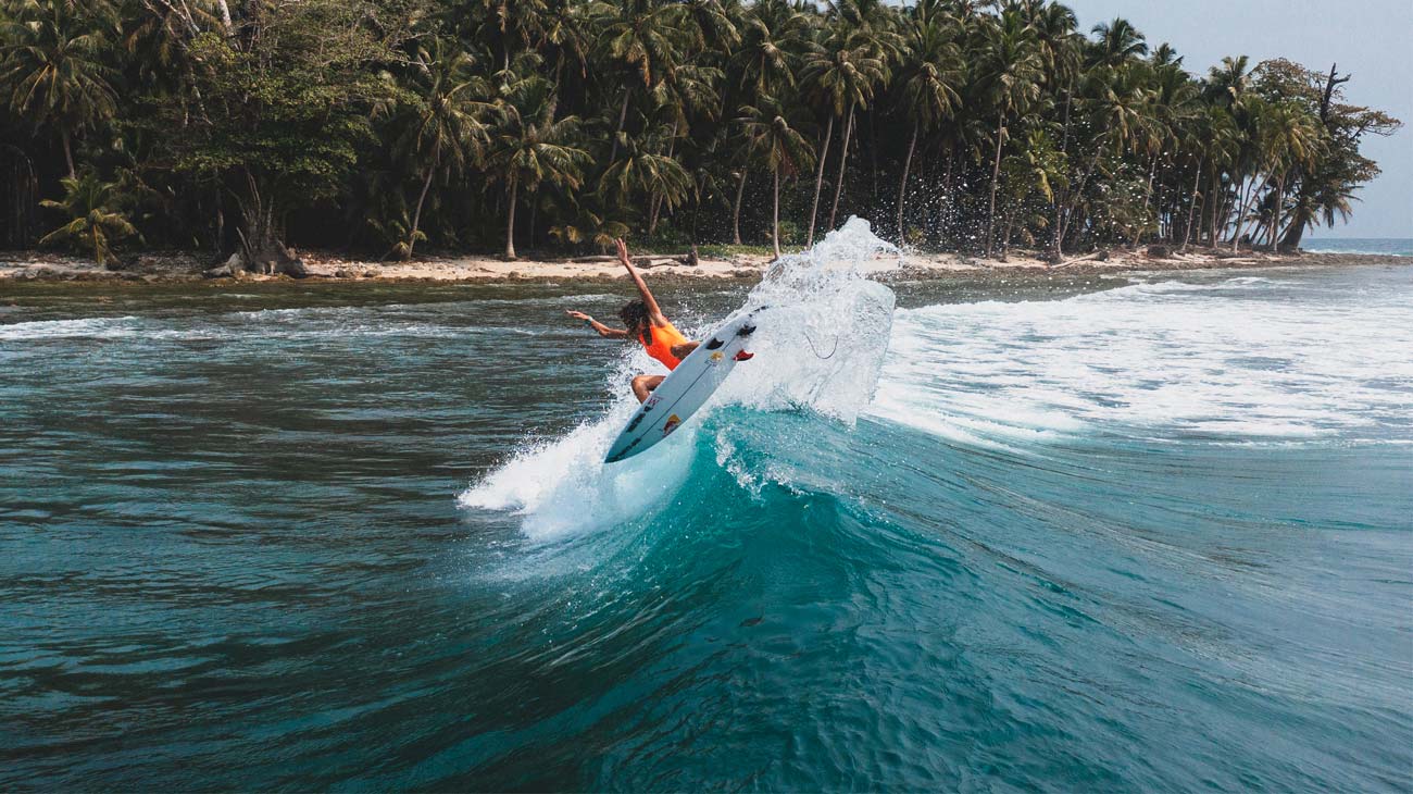 Teresa Bonavlet surfing in the Mentawais