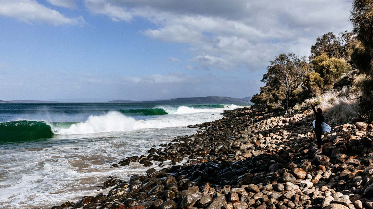Kipp Caddy on the rocks in Tassie
