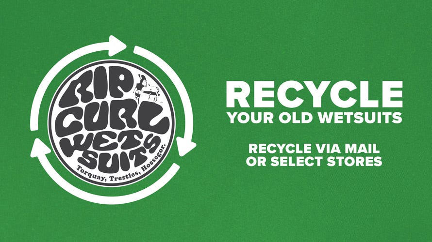 Recycle Your Wetsuit Logo on green background