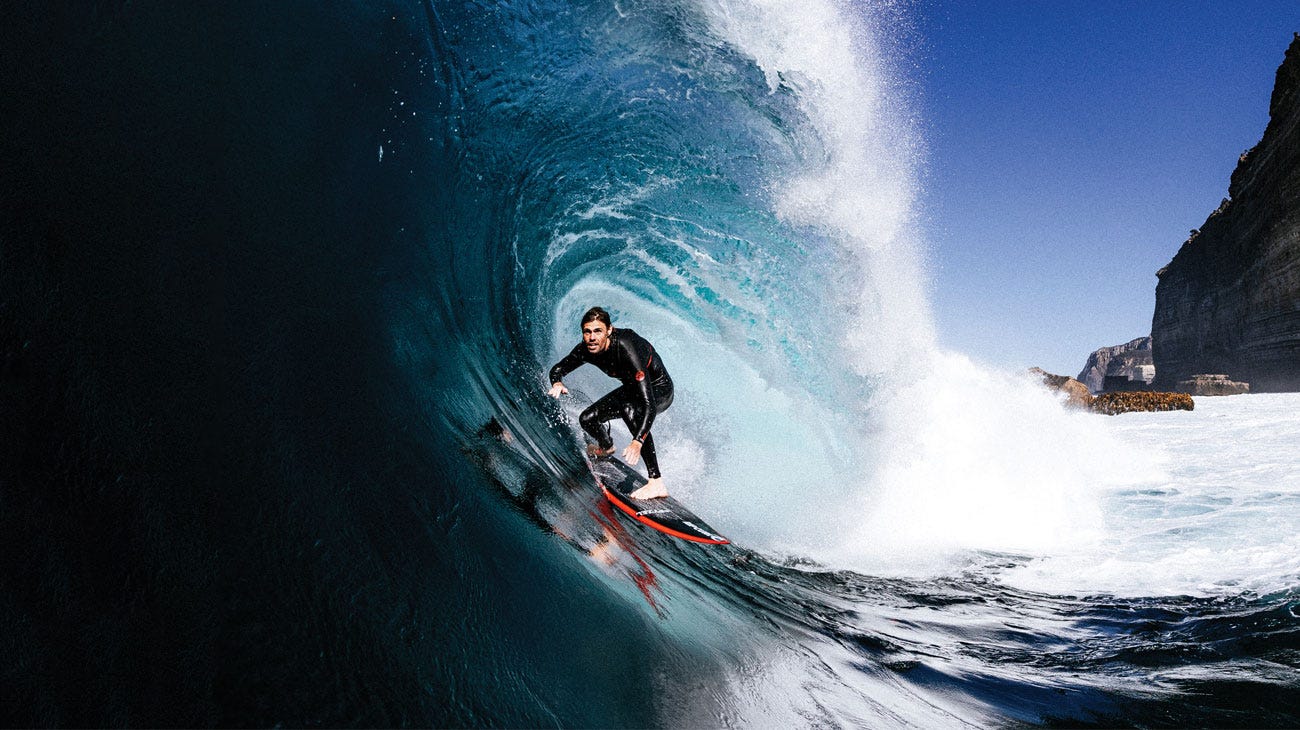 Kipp Caddy surfing in Tasmania