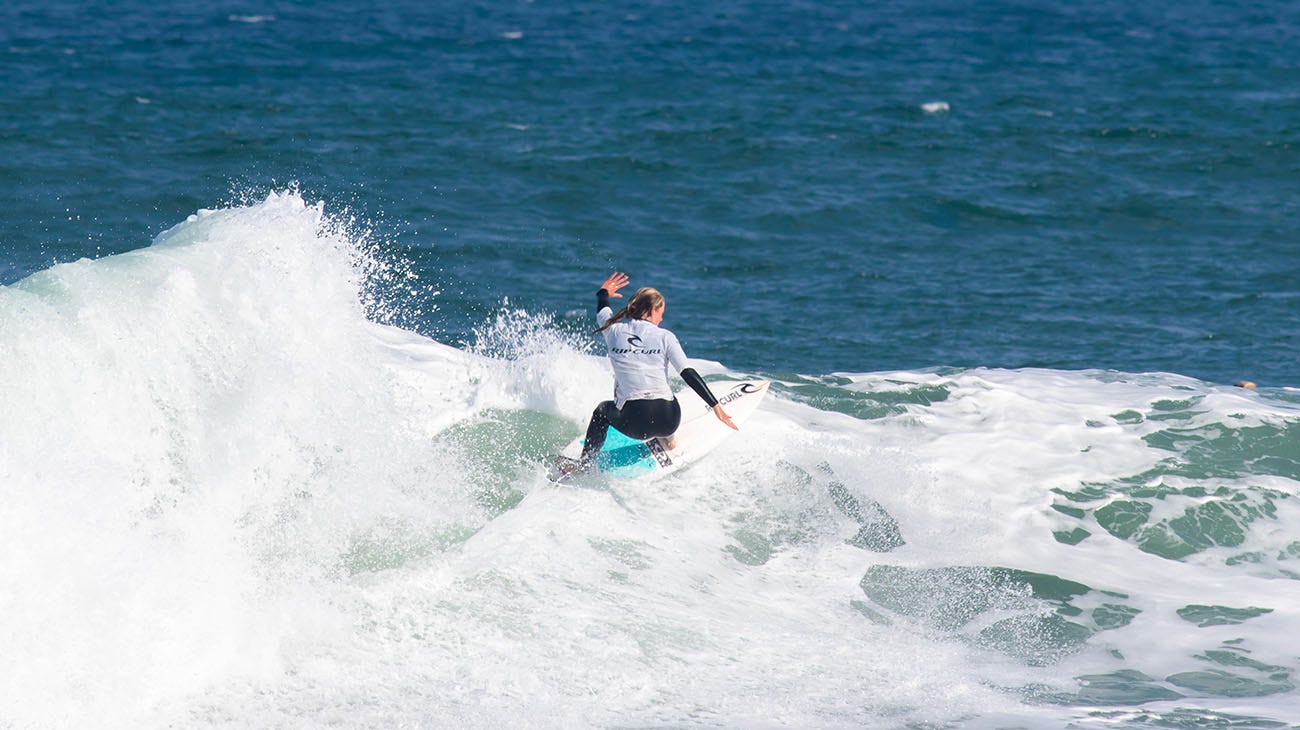 Ava Holland in her heat at the GromSearch comp in Jan Juc