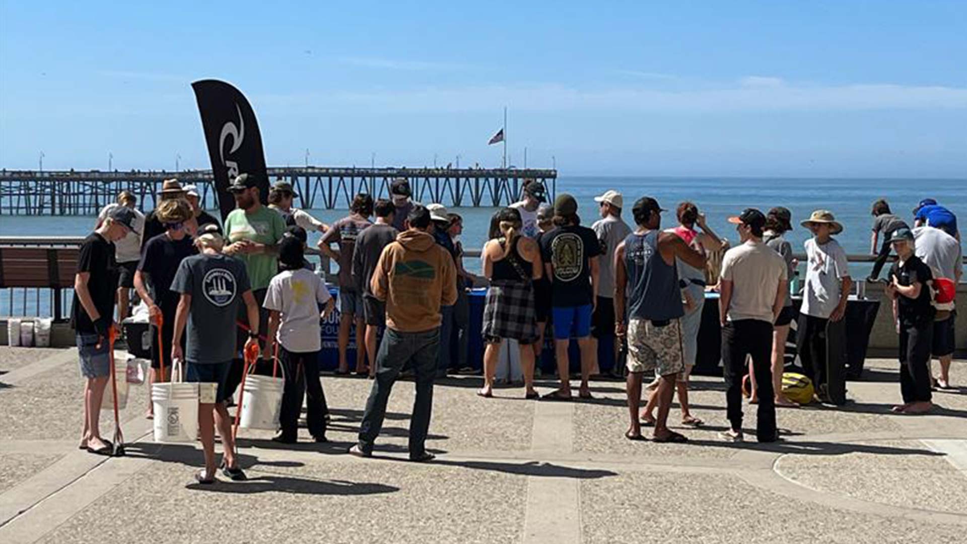 Crew cleaning up the San Clemente beach