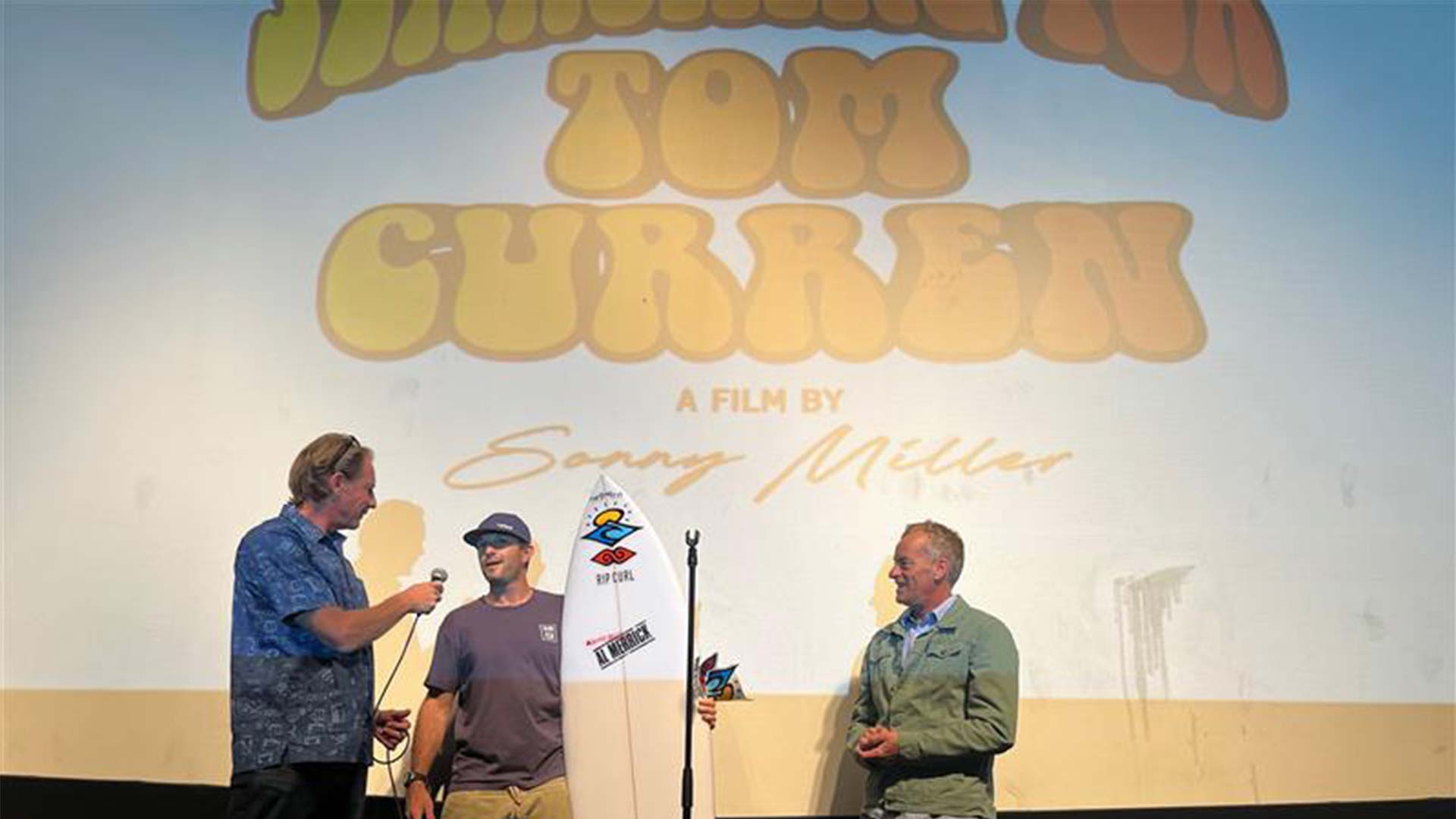 Tom Curren presenting an award at his movie premiere