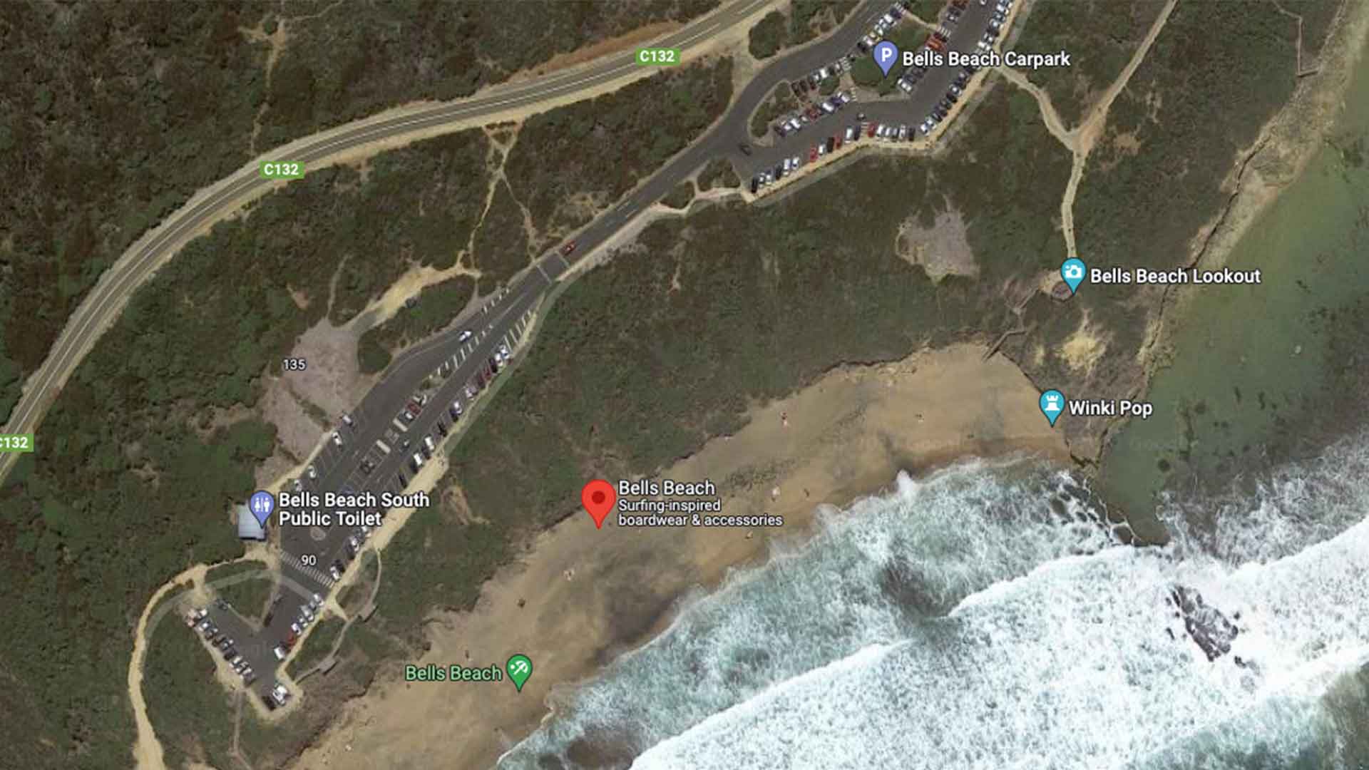 Google Map Of Bells Beach