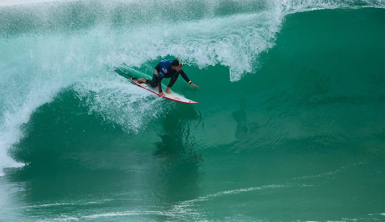 Griffin Colapinto surfing in his heat 