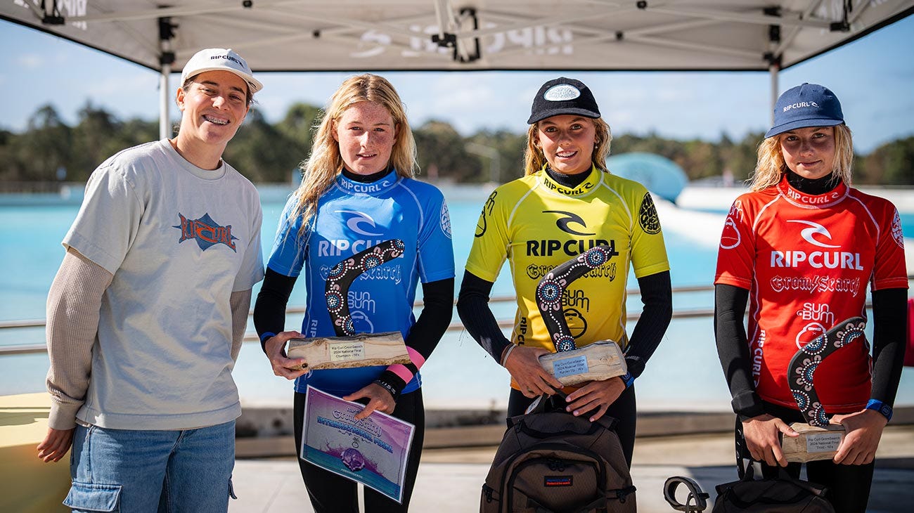 Tyler Wright getting photos with the GromSearch winners