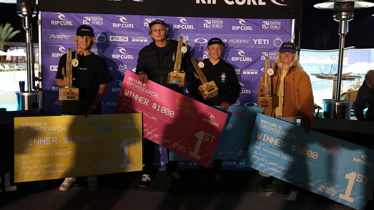 Winners of the Rip Curl GromSearch National Final in Palm Springs