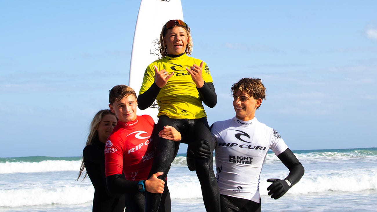 Jackson Woolnough under16boys champion at the GromSearch event in Jan Juc