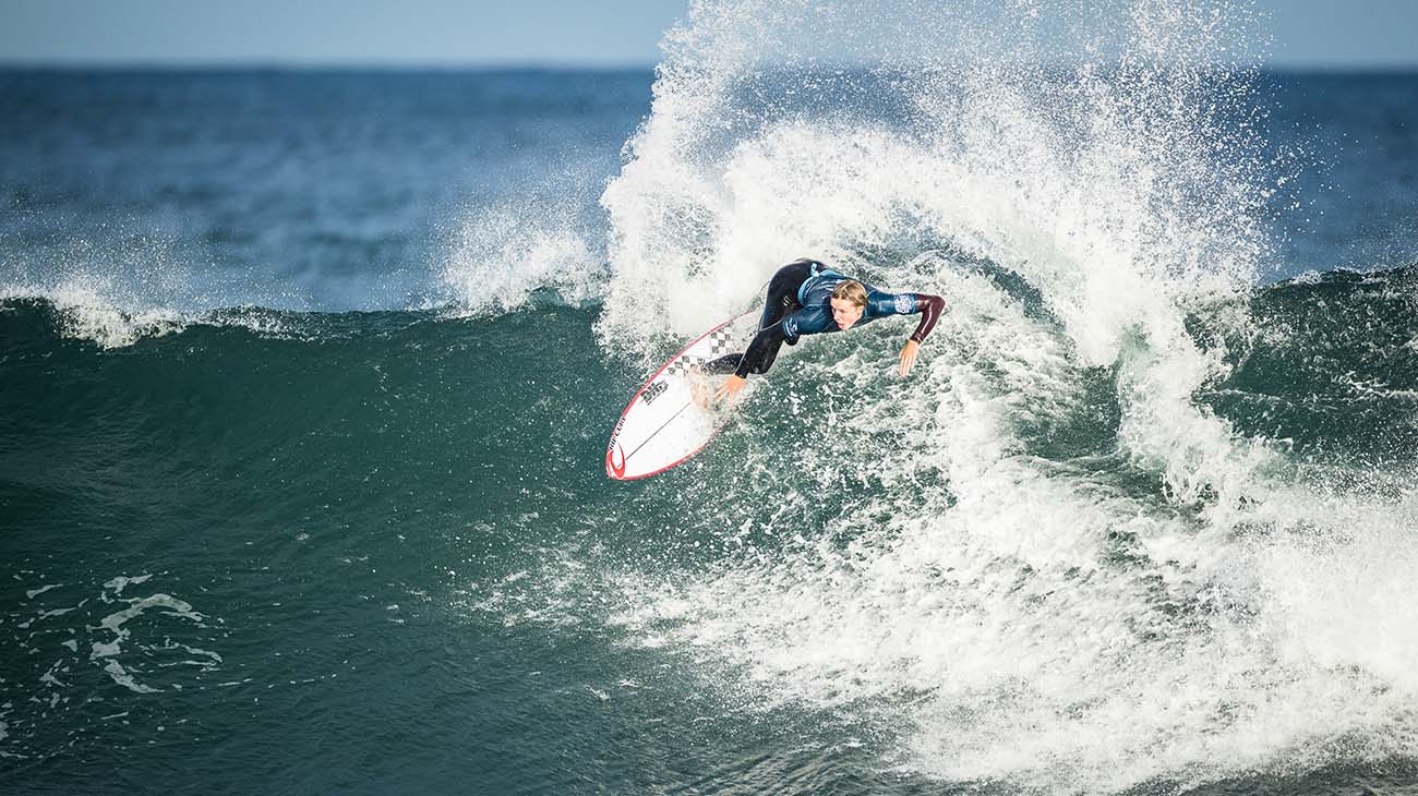 Jacob Willcox surfing in his winning heat