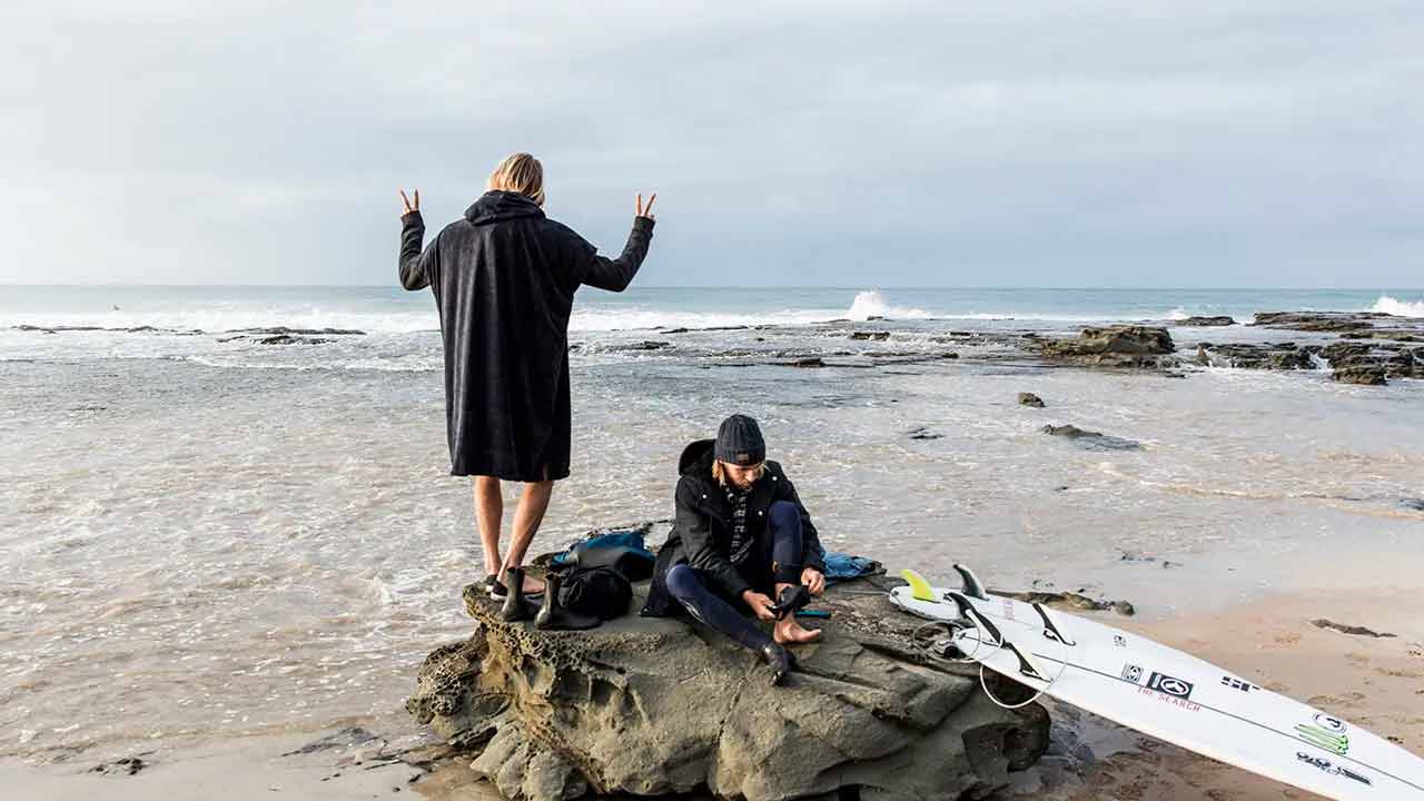 Owen Wright Wearing a Hooded Towel