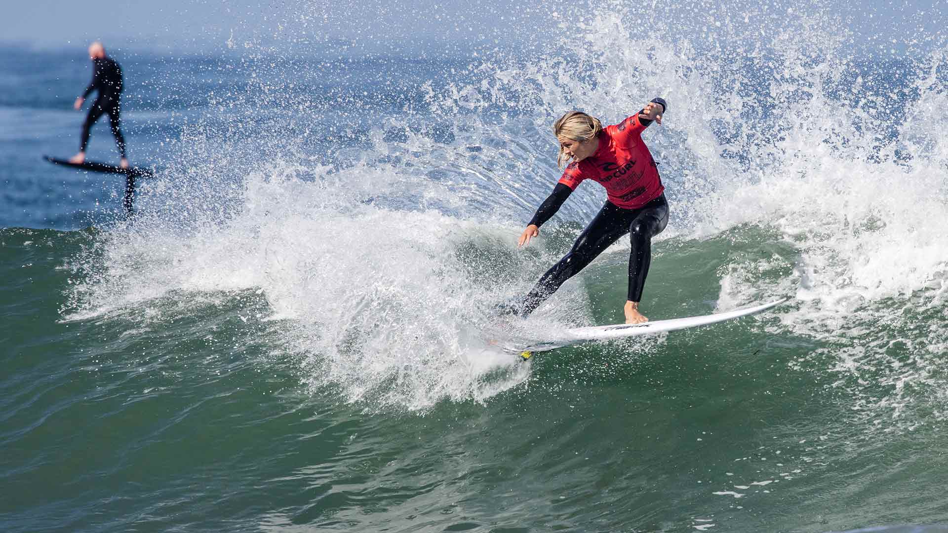 Lucas HB surfing in their GromSearch heat