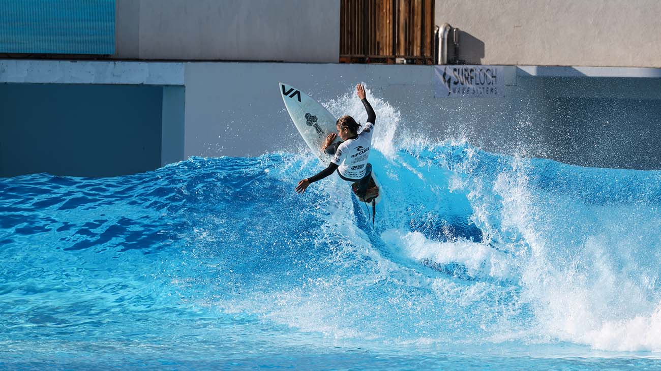 GromSearch finalist surfing in their heat