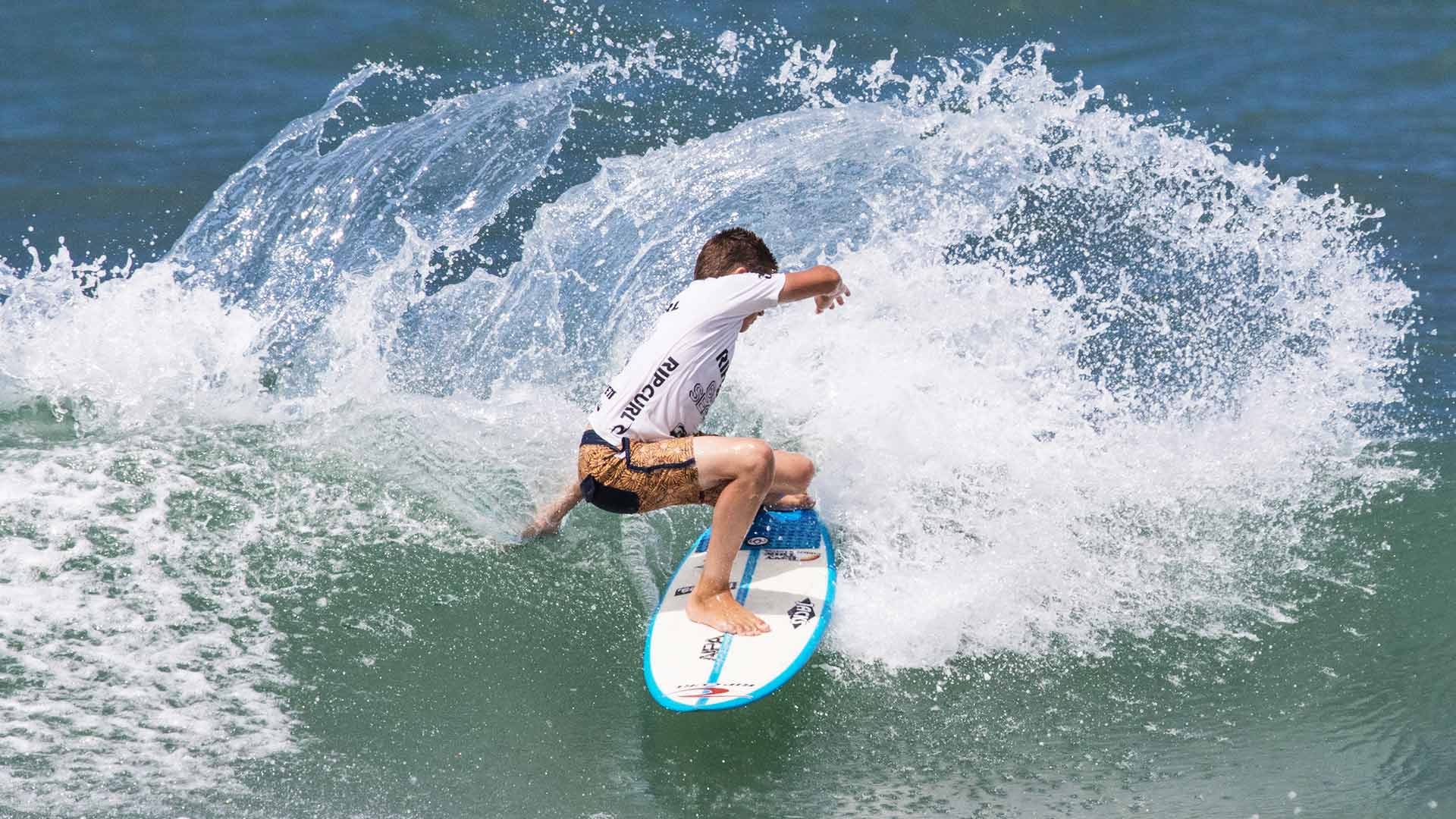 GromSearch entrant surfing in their heat in Florida