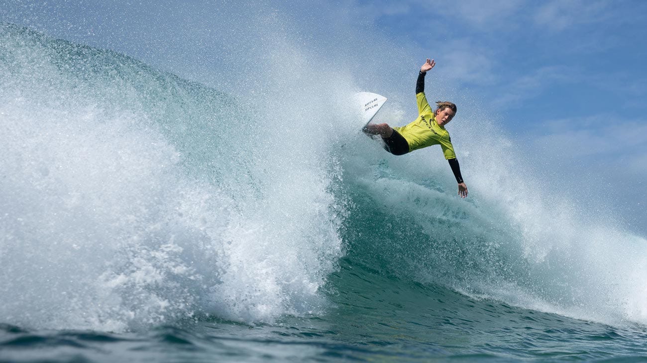 Rip Curl Grom Search contestant surfing in Merewether