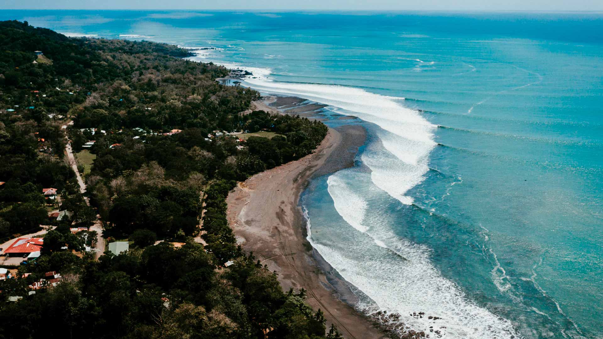 Aerial shot of the Costa Rica Coastline.