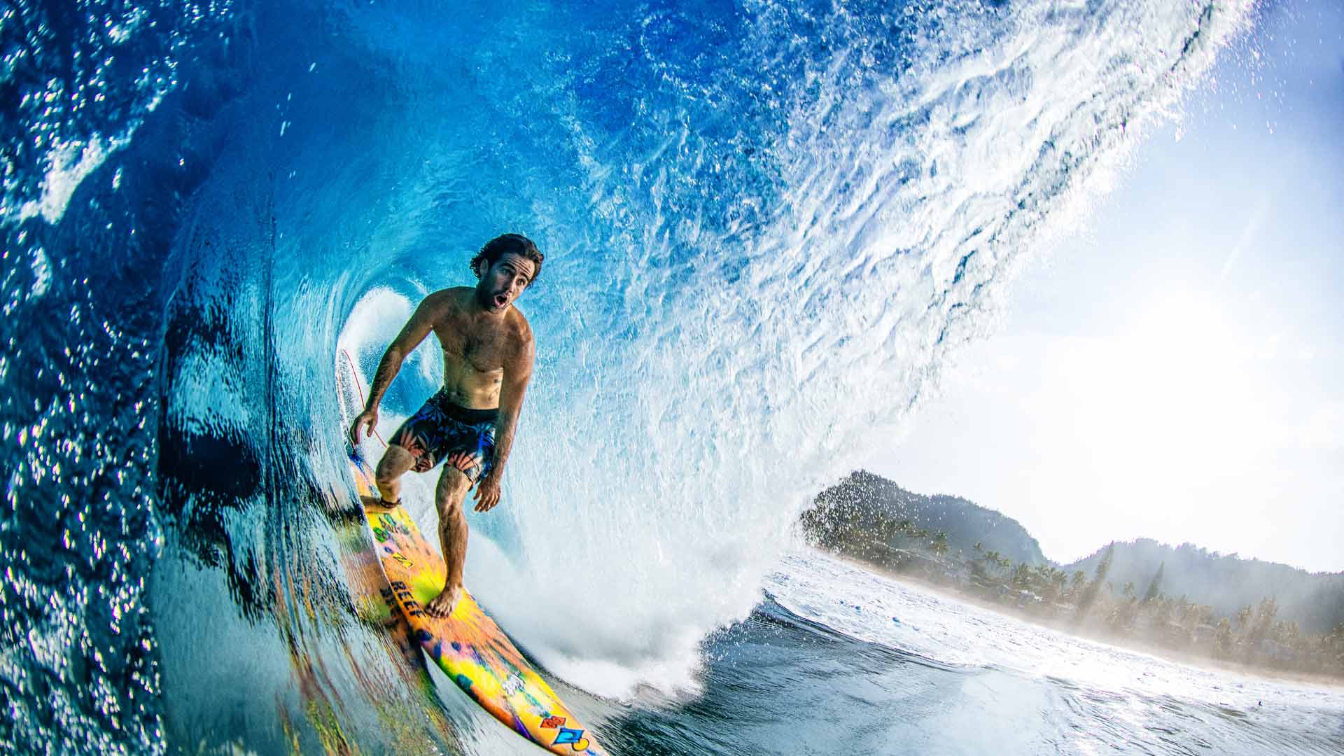 Mason Ho getting barrelled in Hawaii