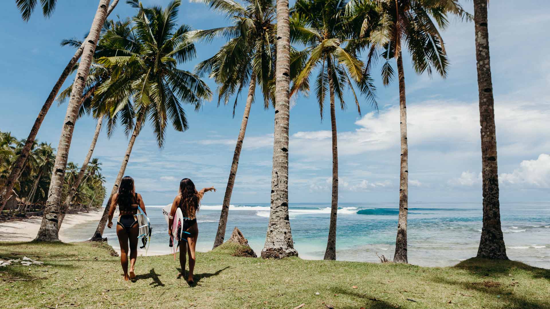 Rip Curl crew doing a surf check in Indonesia