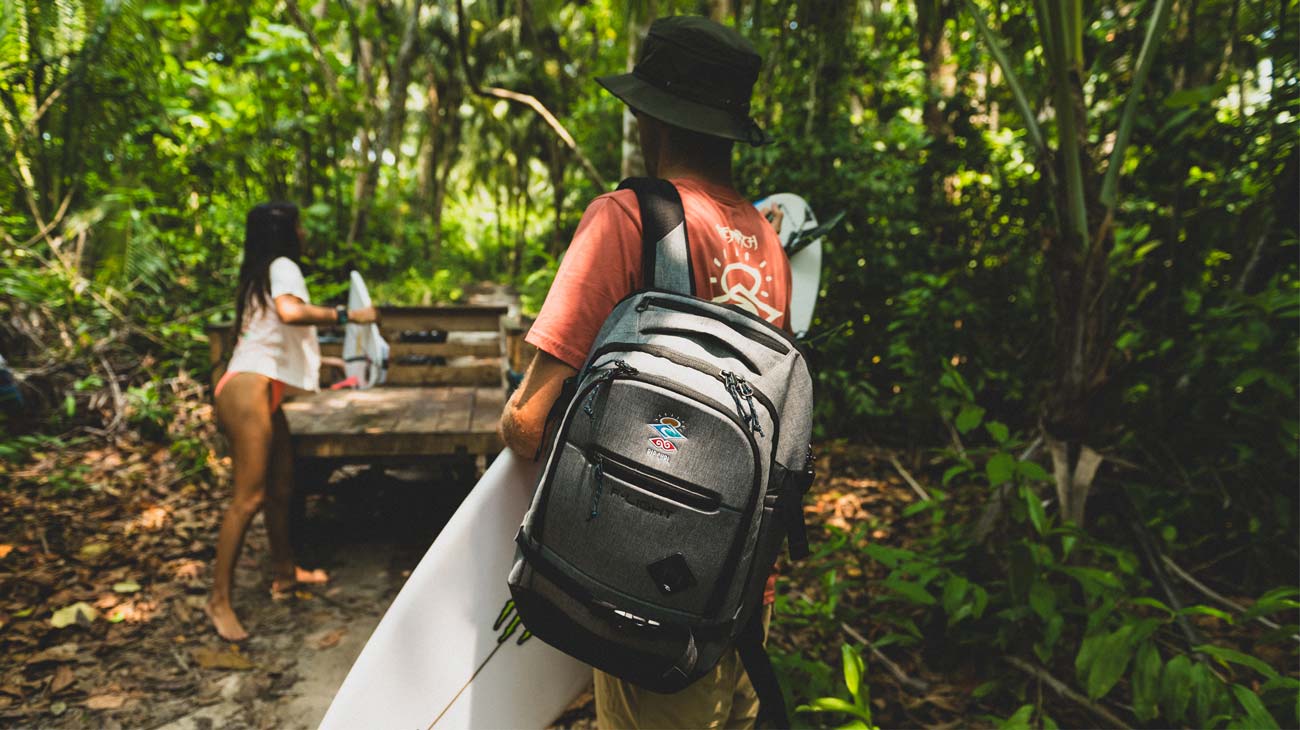 Rip Curl crew packing the back of a ute in the Mentawais