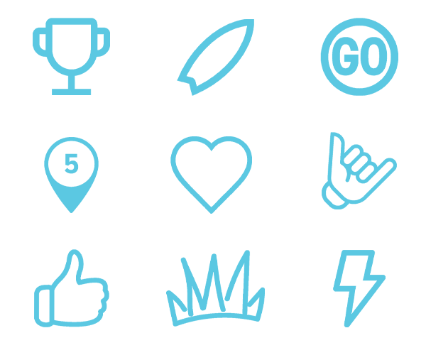 Blue surf icons