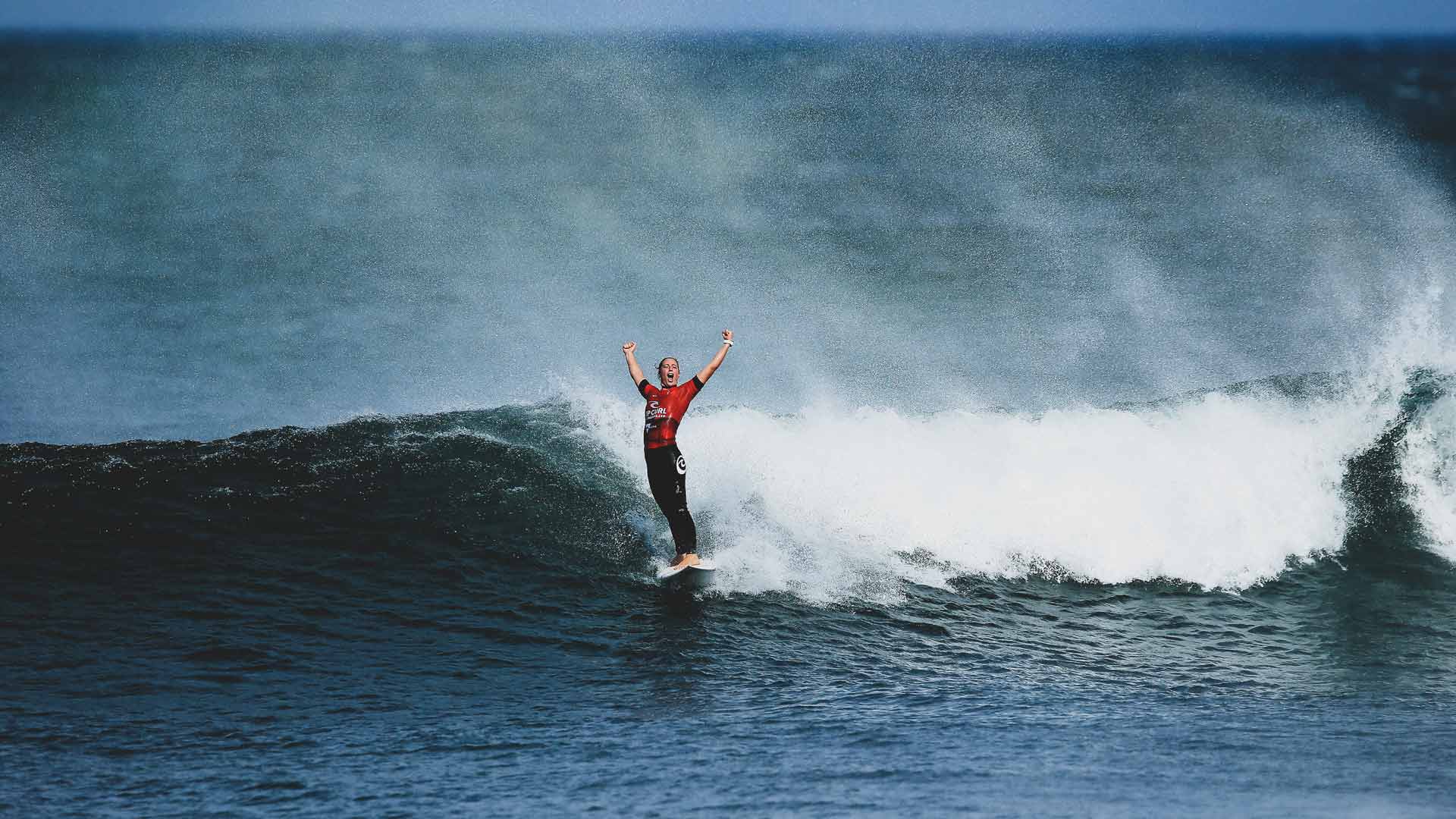 Tyler Wright celebrating her win at the Rip Curl Pro Bells Beach 2022