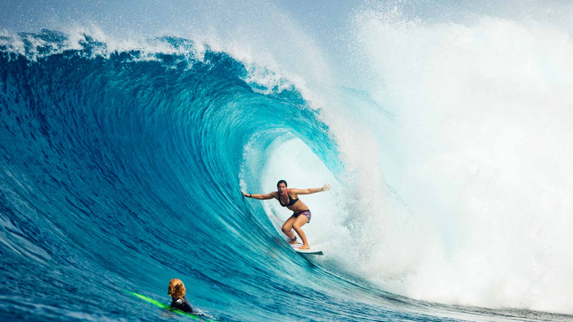 Tyler getting barrelled in Tahiti