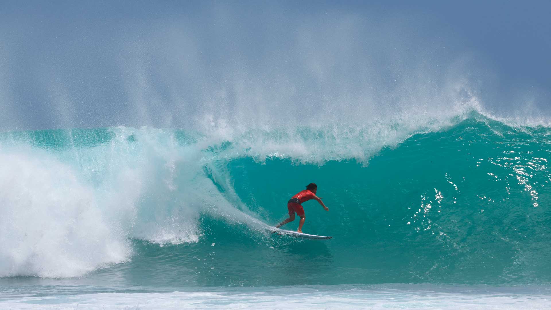 GromSearch entrant surfing in their heat in Hawaii