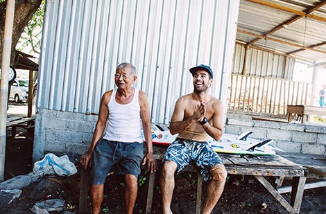 Mason Ho with the locals