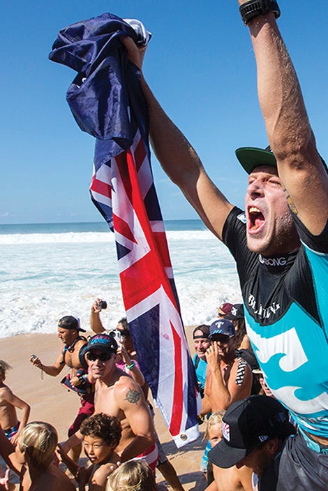 Mick Fanning celebrating a win