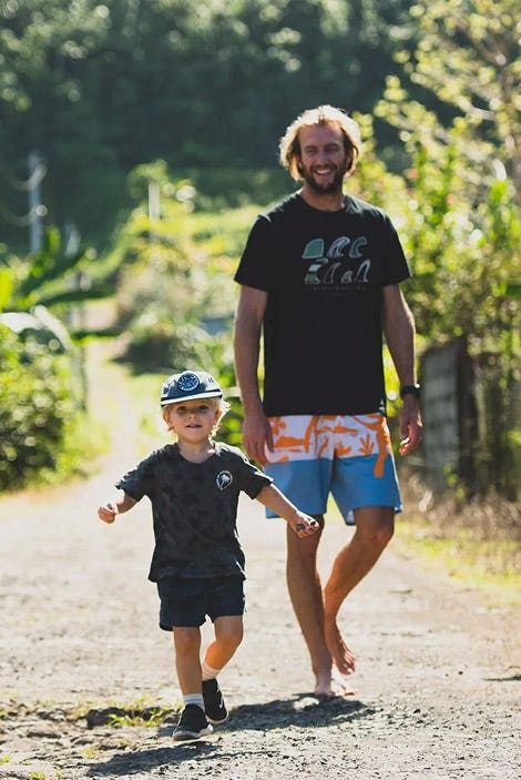 Owen Wright enjoying time with his son