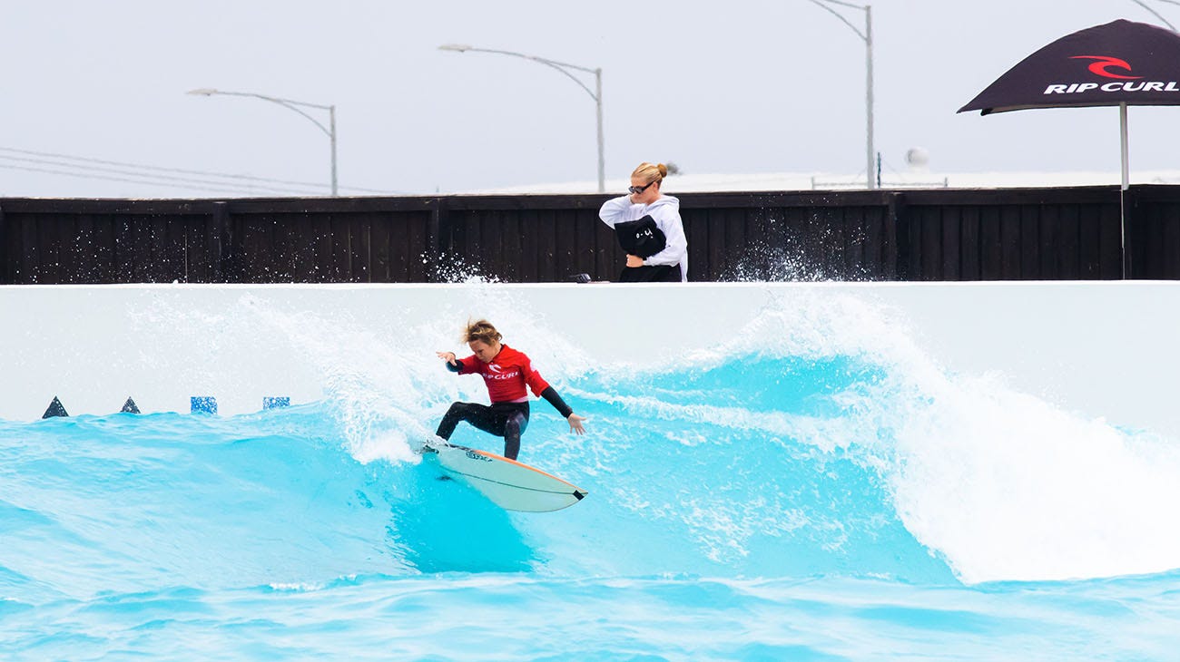 Jaxxon Sands surfing at Urbn Surf