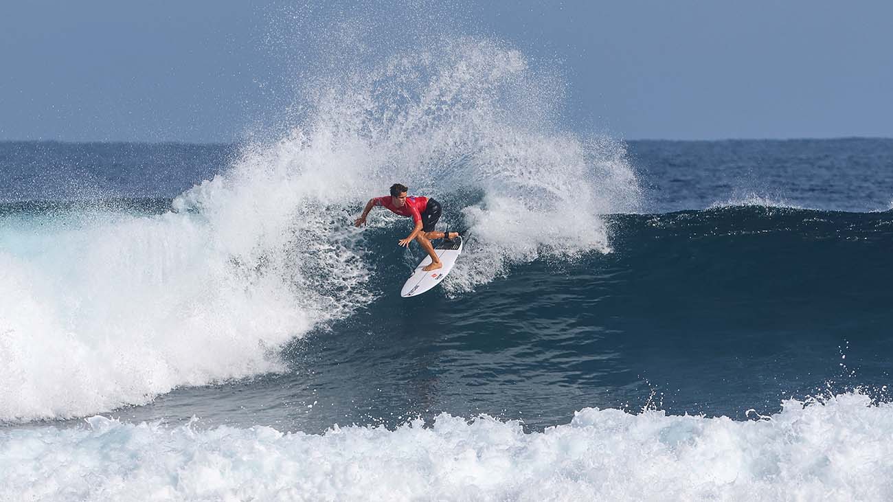 Morgan Cibilic surfing in Krui, Indonesia