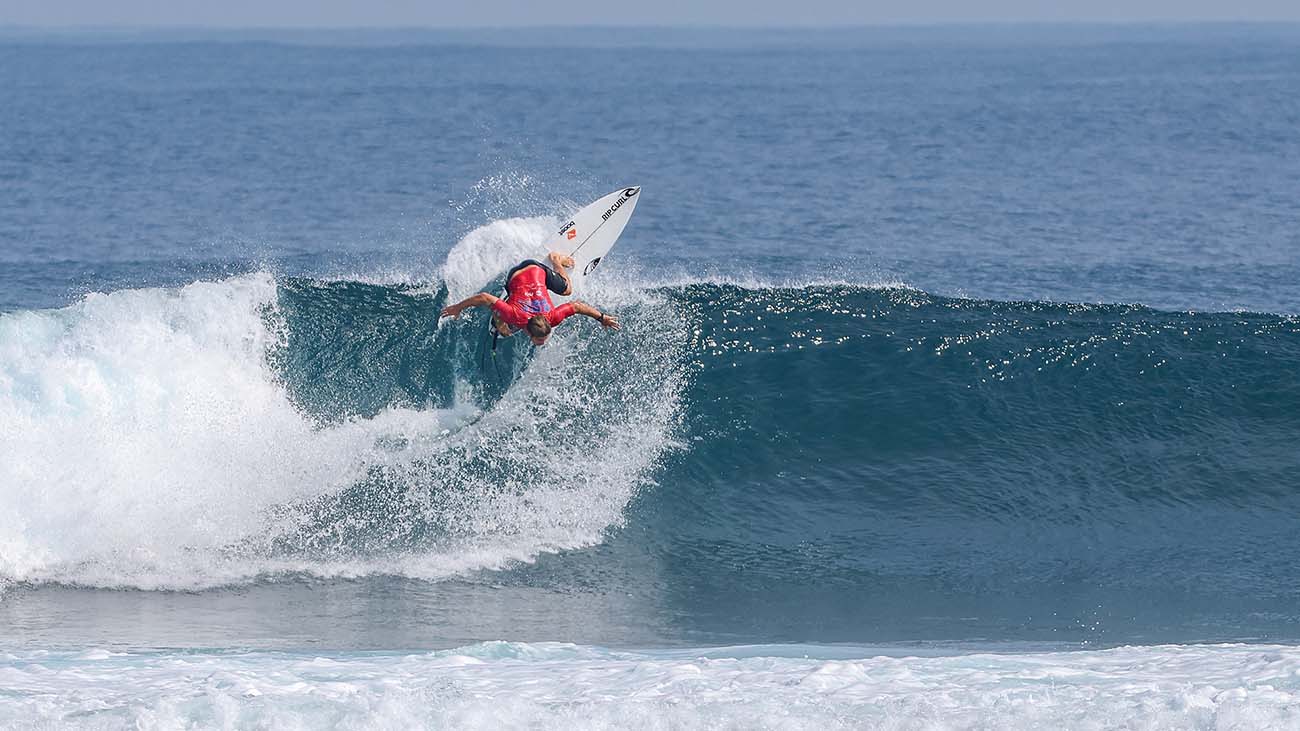 Morgan Cibilic surfing in Krui, Indonesia