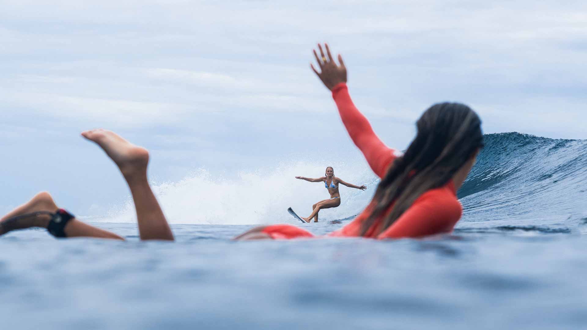 Jamaica Selby surfing in Fiji