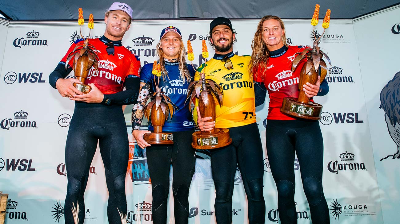 J-Bay Winners and Runner Ups holding their trophies.