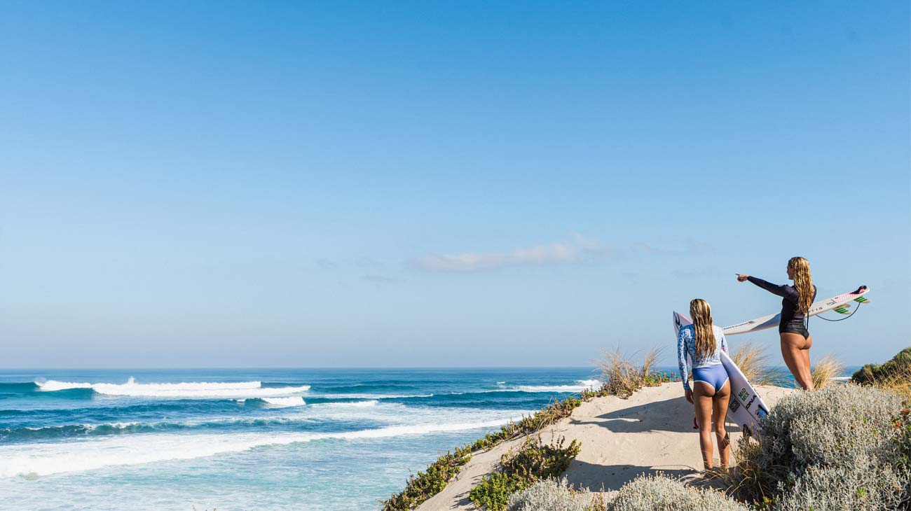 Rip Curl womens surfers checking the surf in Western Australia