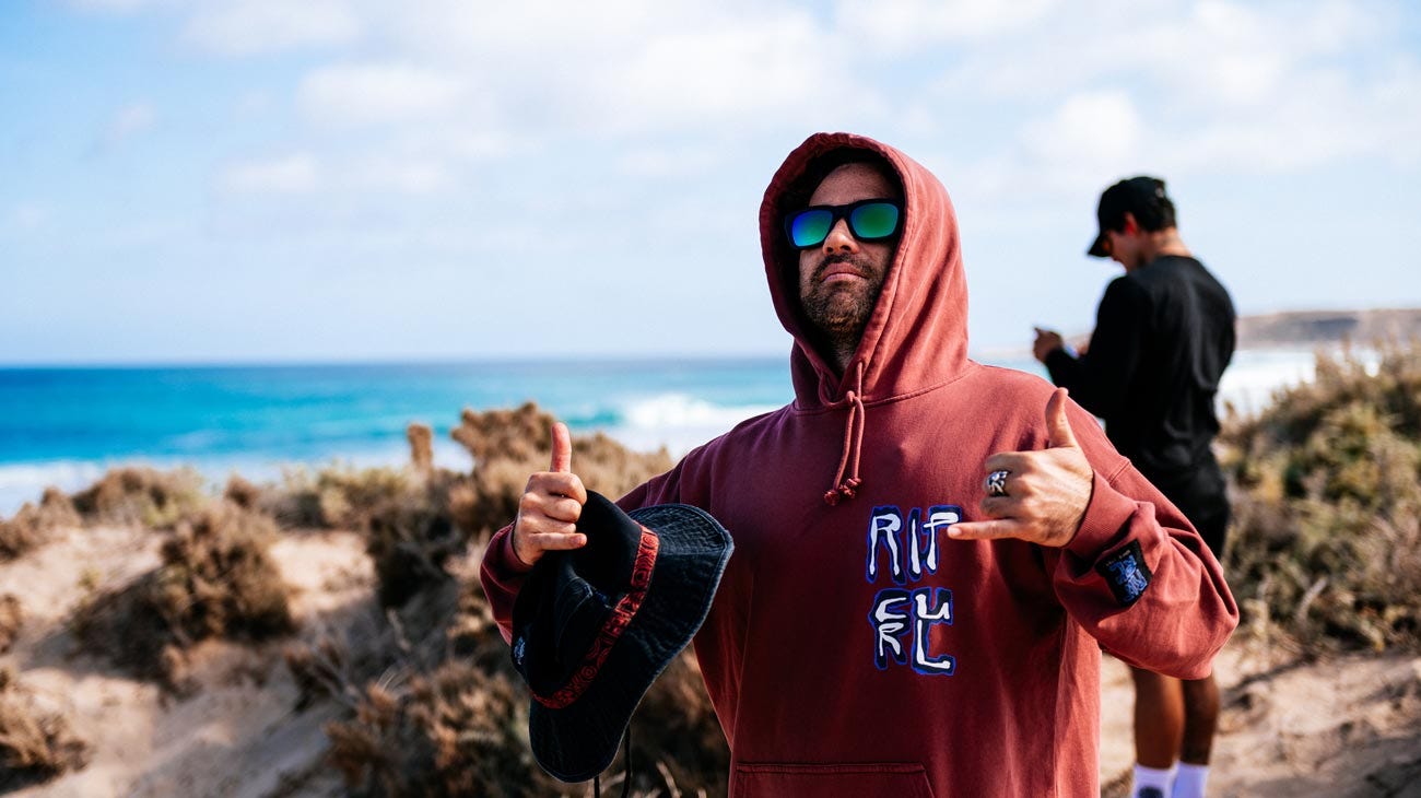 Mason Ho wearing a Rip Curl hoodie on The Search