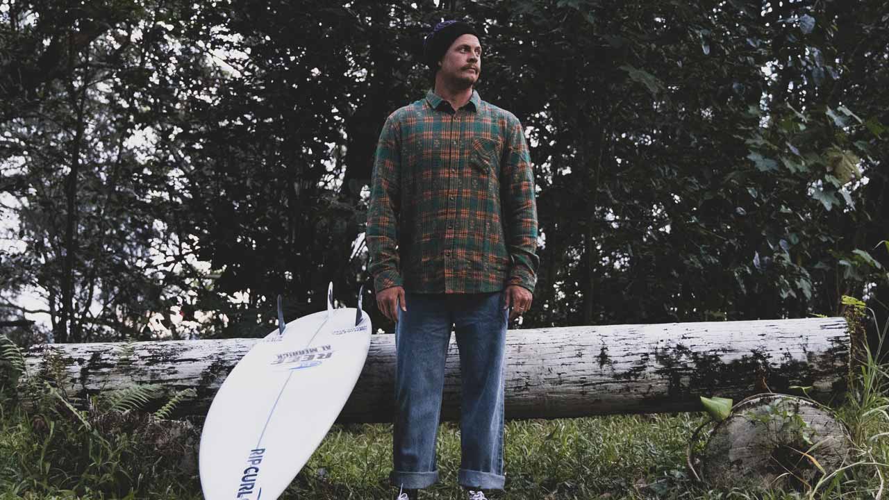 Conner Coffin and friend in Rip Curl flannelette shirts