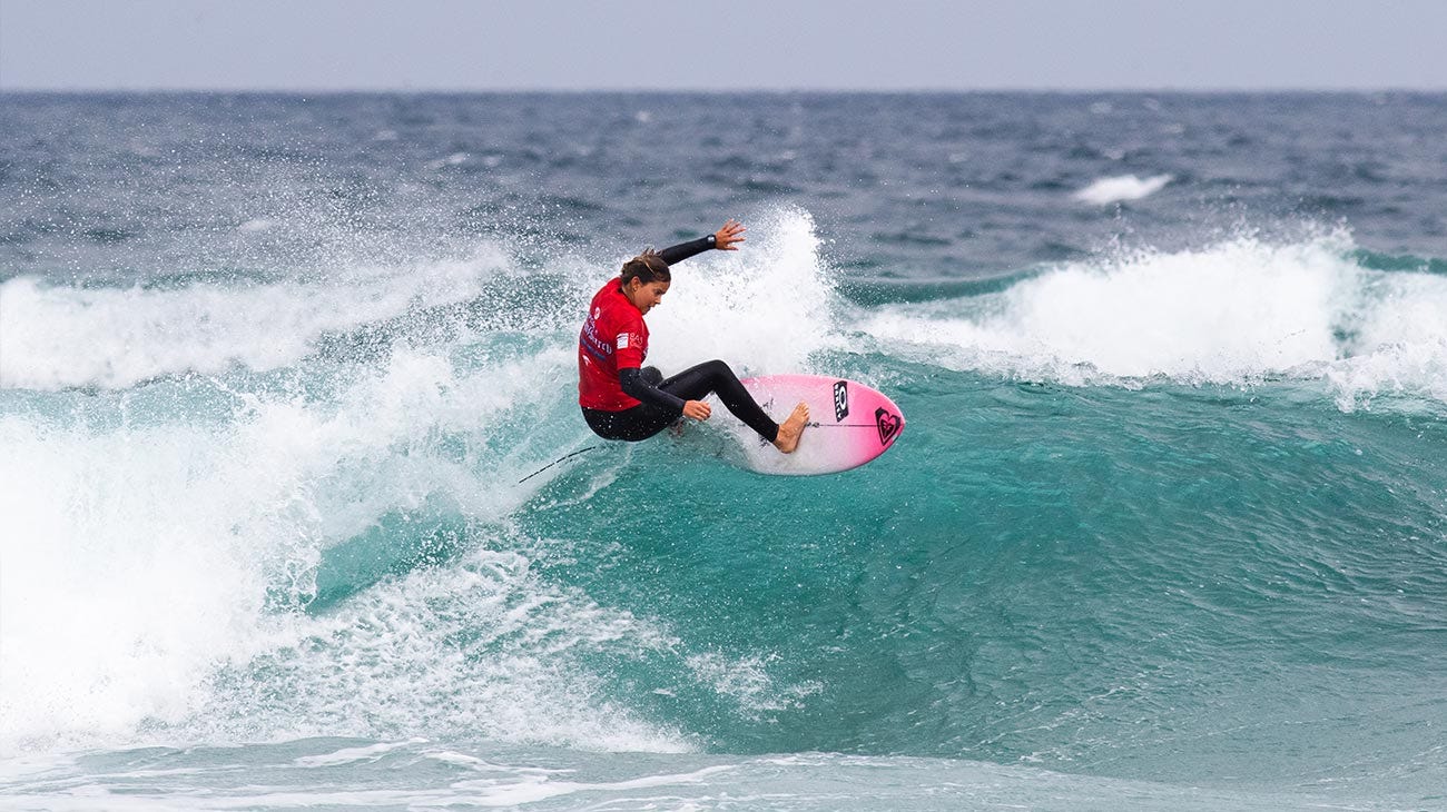 Girls GromSearch winner surfing in her heat
