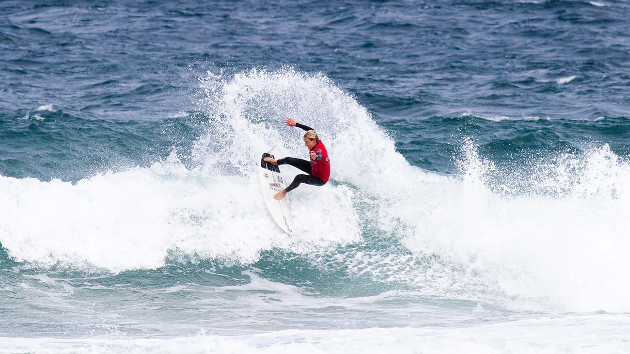 Boys GromSearch winner surfing in his heat