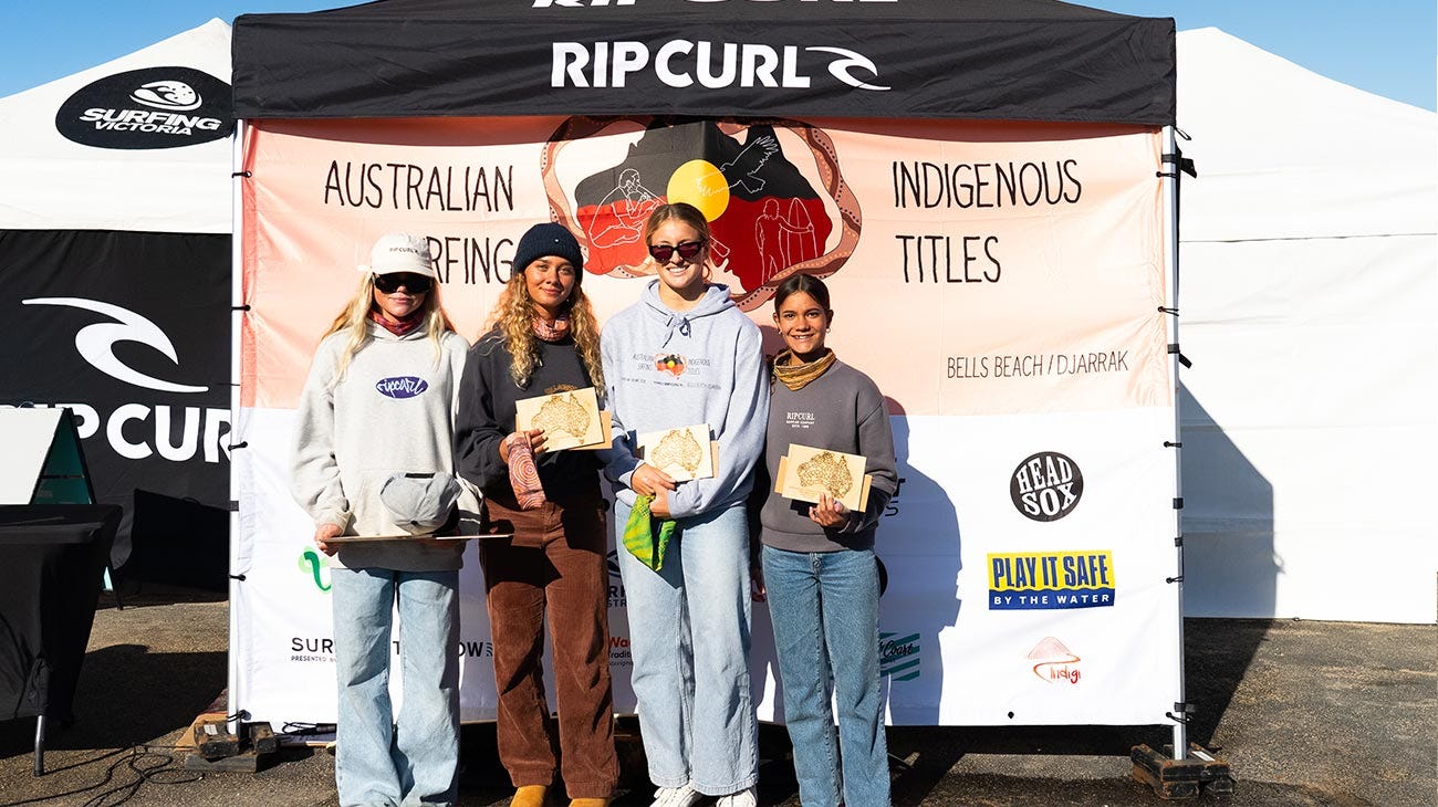 Winners of the Junior Gilrs in the Indigenous Surfing Titles